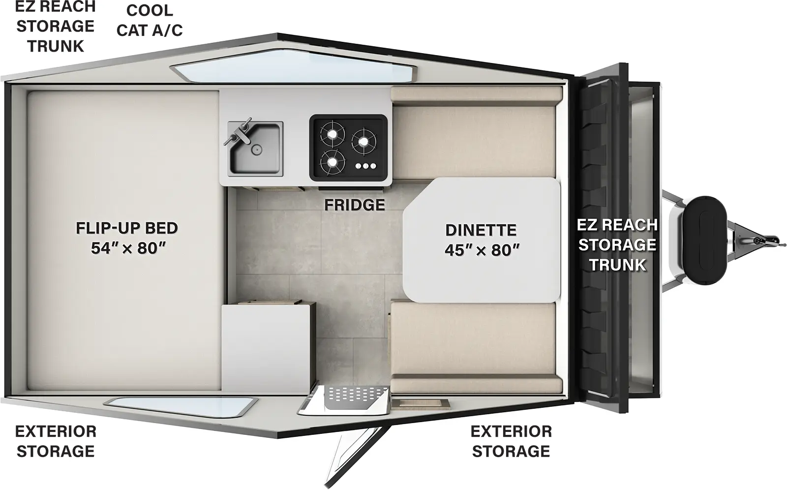 Flagstaff Hard Side Pop Up Campers T12ST Floorplan